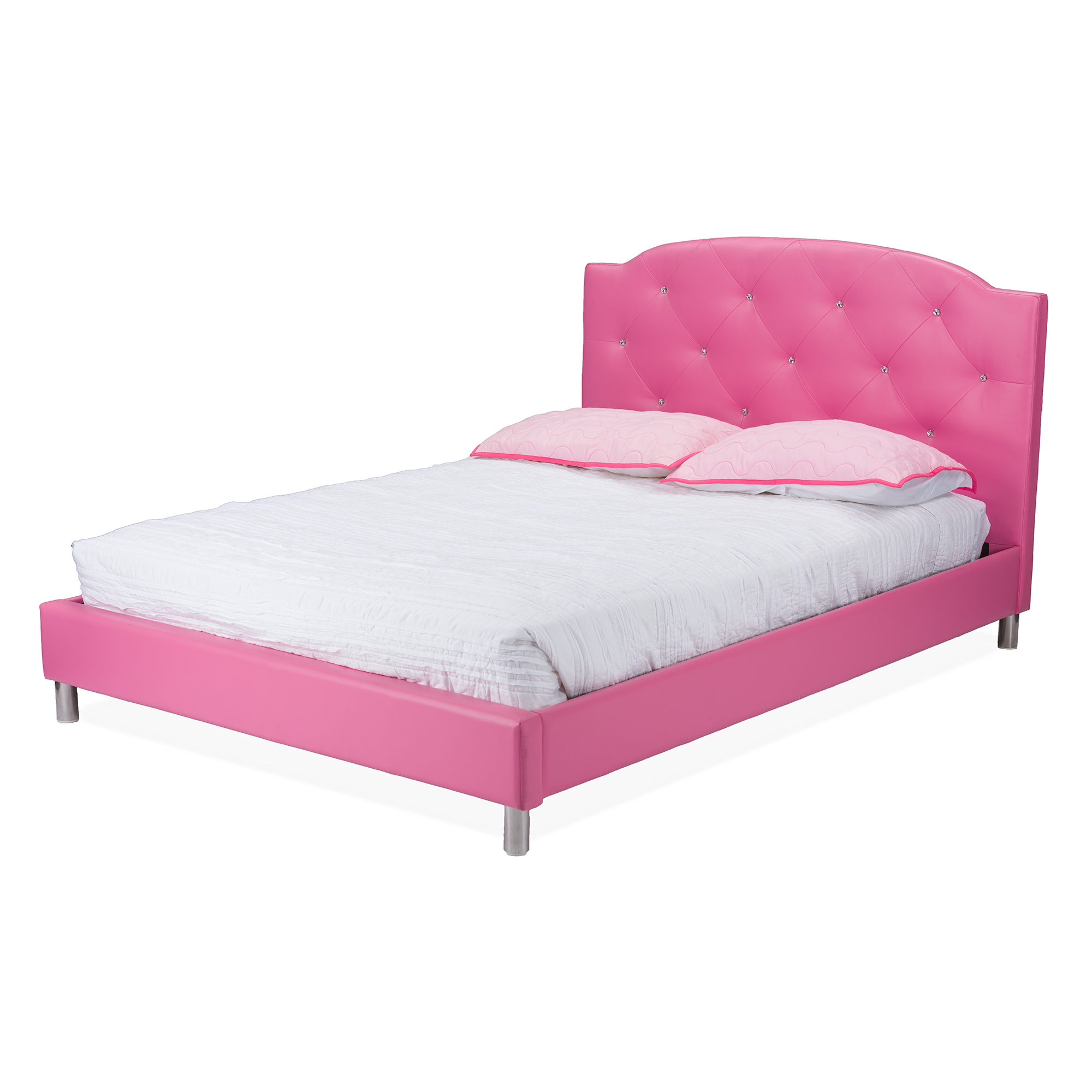 Baxton Studio Canterbury Modern and Contemporary Hot Pink Faux Leather Queen Size Platform Bed Affordable modern furniture in Chicago, Classic Bedroom Furniture, Modern Bed, Cheap Queen Beds
